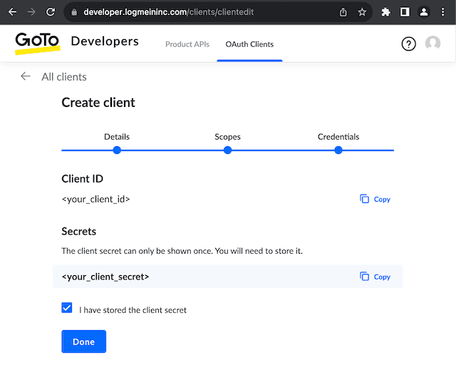 OAuth Client Setup 3 - Client ID / Secret